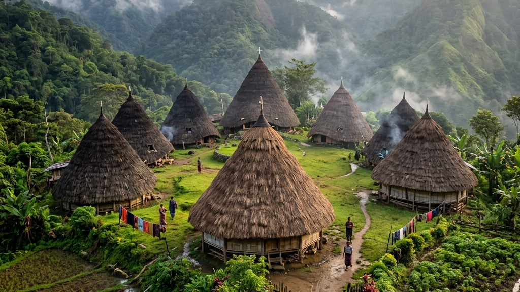 Paket wisata Flores overland - desa adat Wae Rebo dengan rumah Mbaru Niang